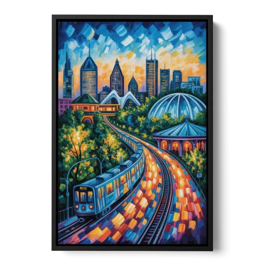 Montreal Metro Art - Black Framed Canvas Wall Art - Front