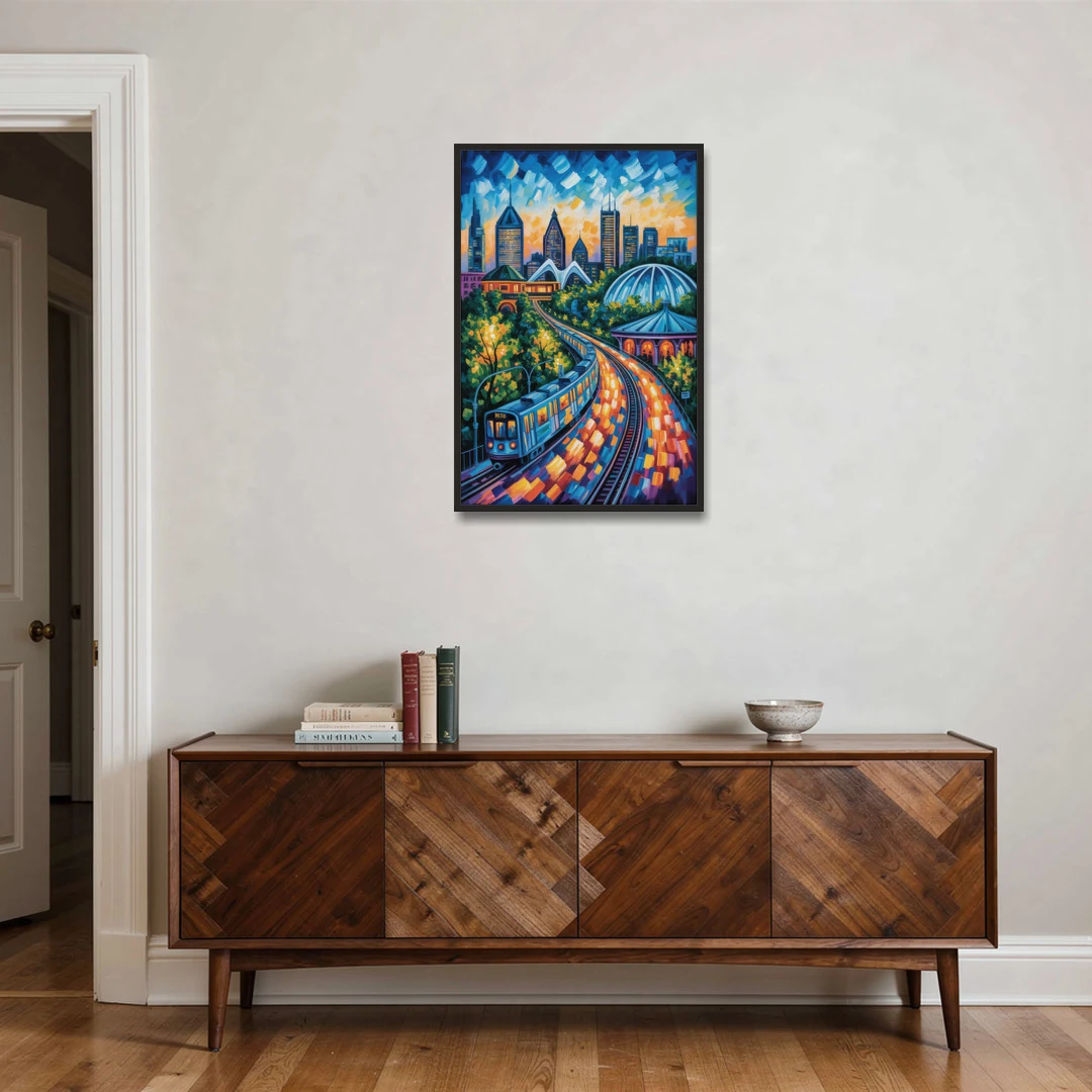 Montreal Metro Art - Black Framed Canvas Wall Art - Coffee Table - 24x36