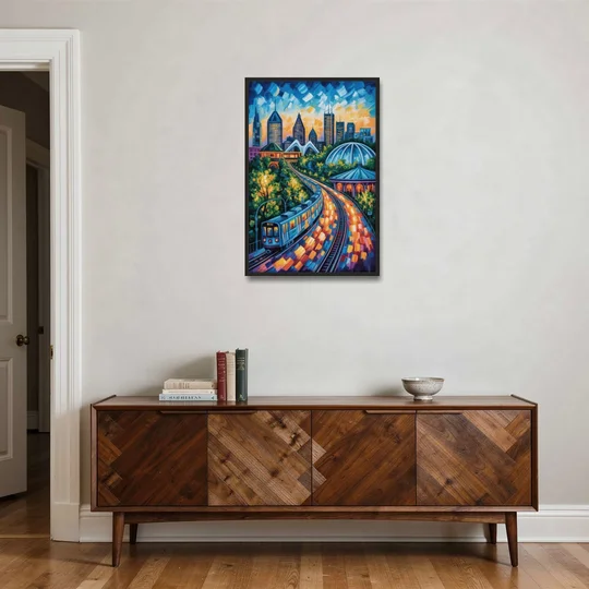 Montreal Metro Art - Black Framed Canvas Wall Art - Coffee Table - 24x36