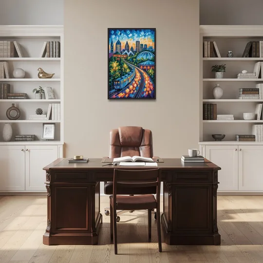 Montreal Metro Art - Black Framed Canvas Wall Art - Office - 24x36
