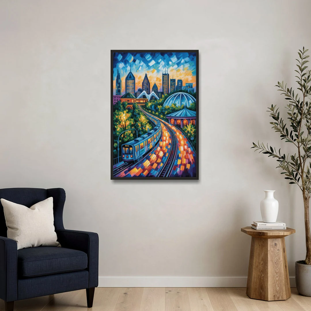 Montreal Metro Art - Black Framed Canvas Wall Art - Sofa - 24x36