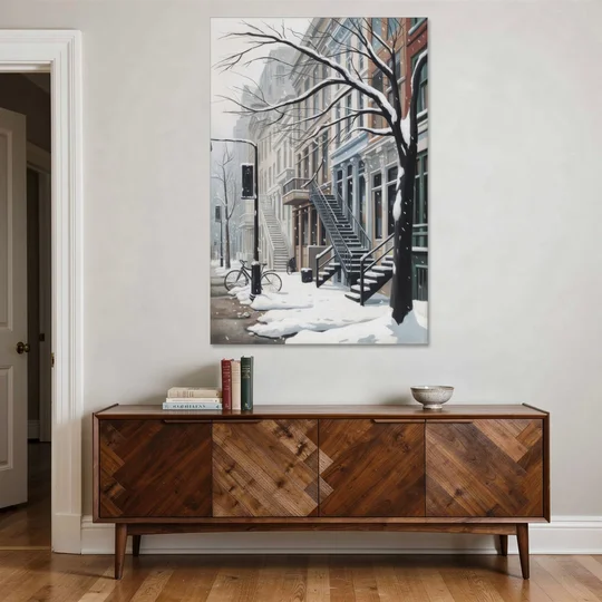 Montreal Snowy Streets - Canvas Wall Art - Coffee Table - 40x60