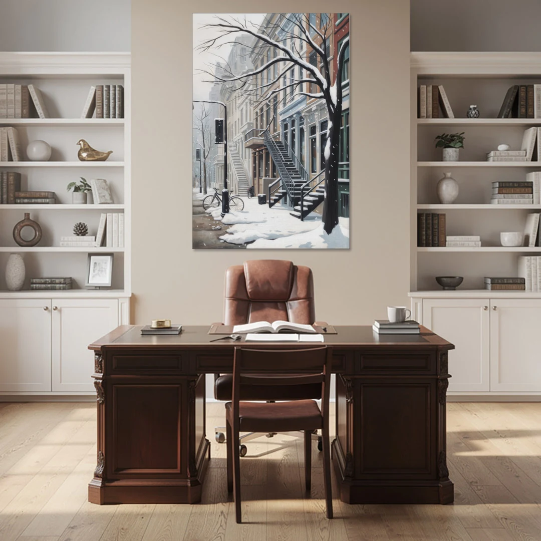 Montreal Snowy Streets - Canvas Wall Art - Office - 40x60