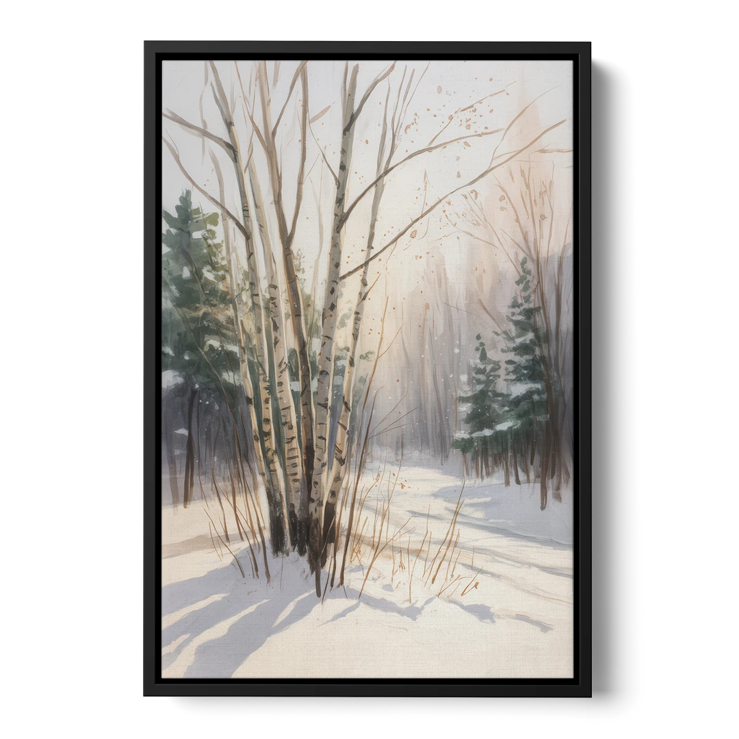 Montreal Winter Charm - Black Framed Canvas Wall Art - Front