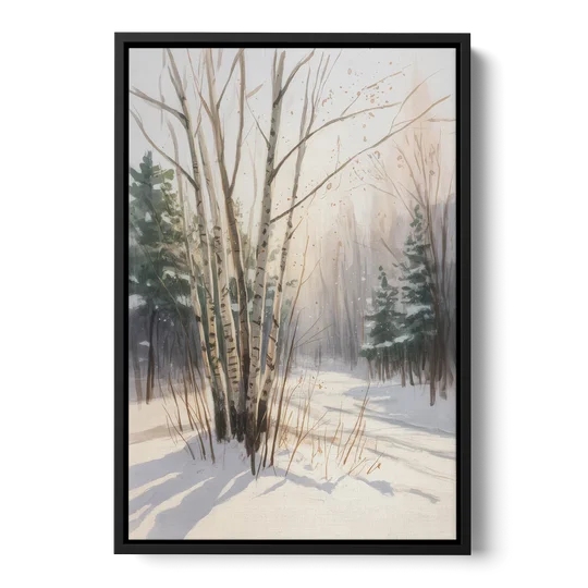Montreal Winter Charm - Black Framed Canvas Wall Art - Front