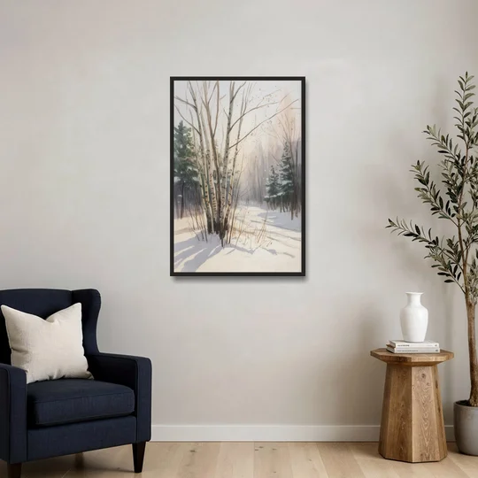 Montreal Winter Charm - Black Framed Canvas Wall Art - Sofa - 24x36