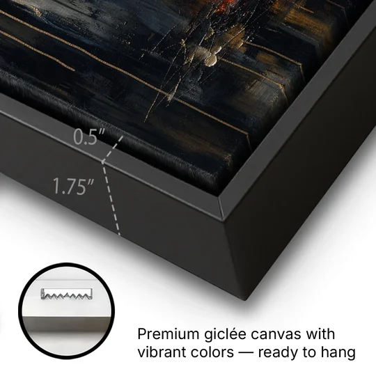 Moody Abstract Painting of Rising Smoke - Black Framed Canvas Wall Art - Gallery Wrap Corner