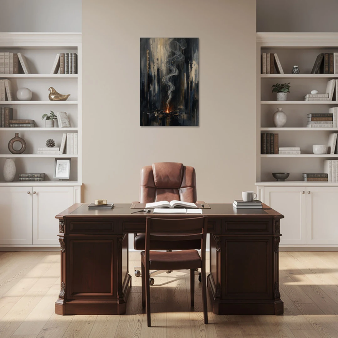 Moody Abstract Painting of Rising Smoke - Canvas Wall Art - Office - 24x36