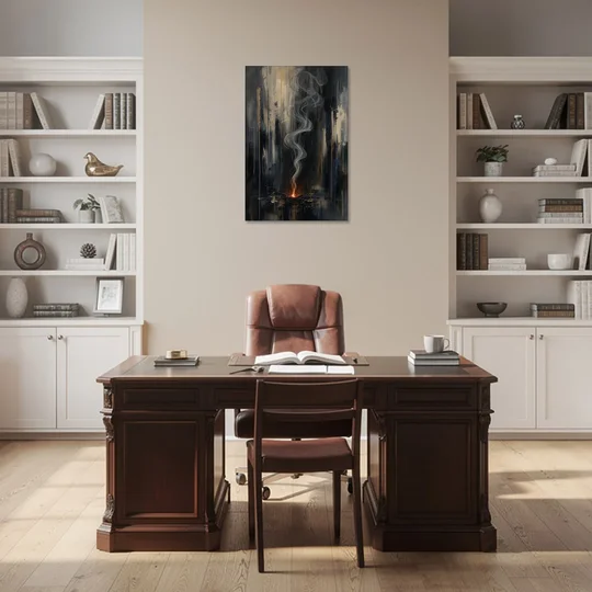 Moody Abstract Painting of Rising Smoke - Canvas Wall Art - Office - 24x36