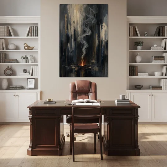Moody Abstract Painting of Rising Smoke - Canvas Wall Art - Office - 40x60