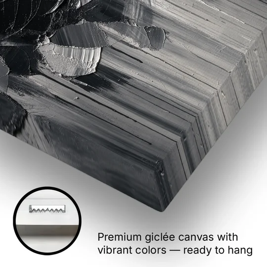 Moody Abstract Storm Tear in Charcoal Impasto - Canvas Wall Art - Gallery Wrap Corner
