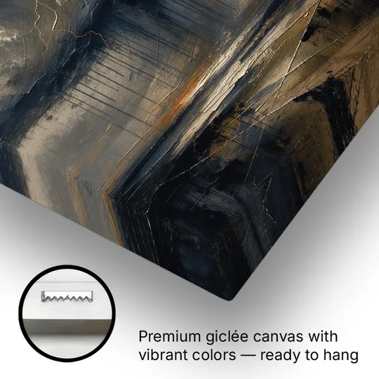 Moody Abstract Thunderhead with Bronze Vein for a Men's Office - Canvas Wall Art - Gallery Wrap Corner