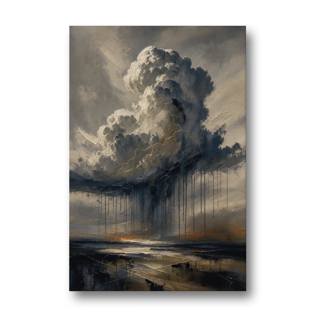 Moody Abstract Thunderhead with Bronze Vein for a Men's Office - Canvas Wall Art - Front