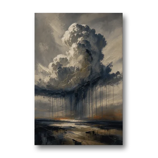 Moody Abstract Thunderhead with Bronze Vein for a Men's Office - Canvas Wall Art - Front