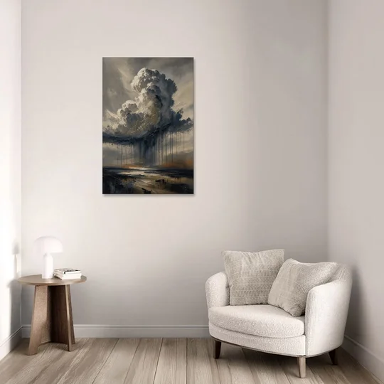 Moody Abstract Thunderhead with Bronze Vein for a Men's Office - Canvas Wall Art - Sofa - 24x36