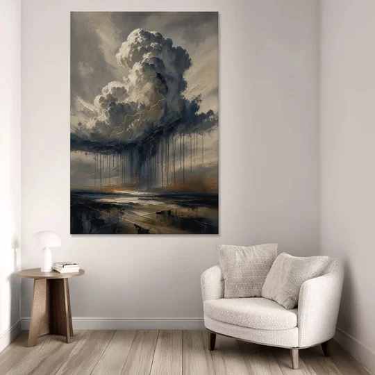 Moody Abstract Thunderhead with Bronze Vein for a Men's Office - Canvas Wall Art - Sofa - 40x60