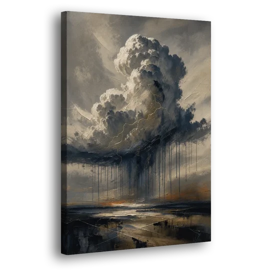 Moody Abstract Thunderhead with Bronze Vein for a Men's Office - Canvas Wall Art - Side