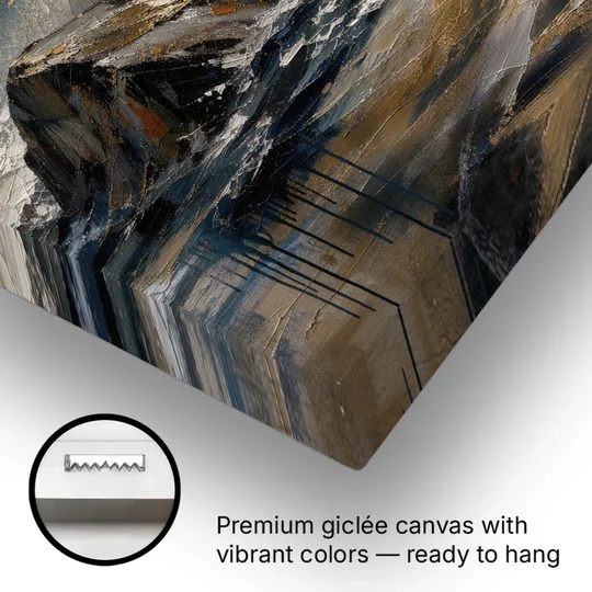 Moody Bronze Spray on Black Rock - Canvas Wall Art - Gallery Wrap Corner