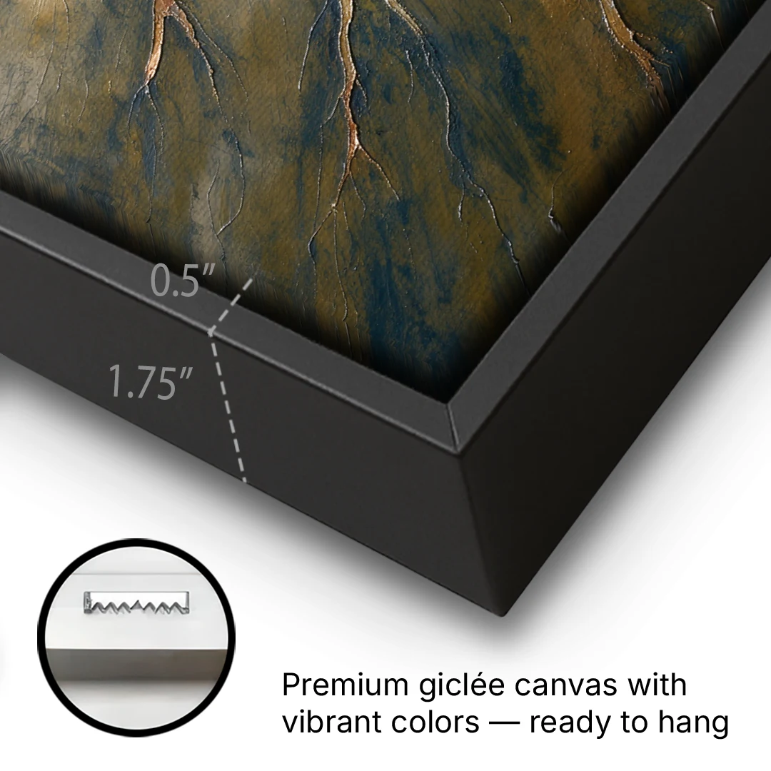Moody Copper River Delta Abstract - Black Framed Canvas Wall Art - Gallery Wrap Corner