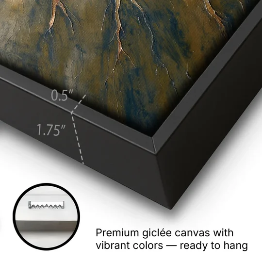 Moody Copper River Delta Abstract - Black Framed Canvas Wall Art - Gallery Wrap Corner