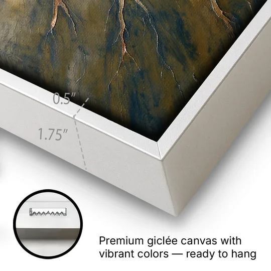Moody Copper River Delta Abstract - White Framed Canvas Wall Art - Gallery Wrap Corner