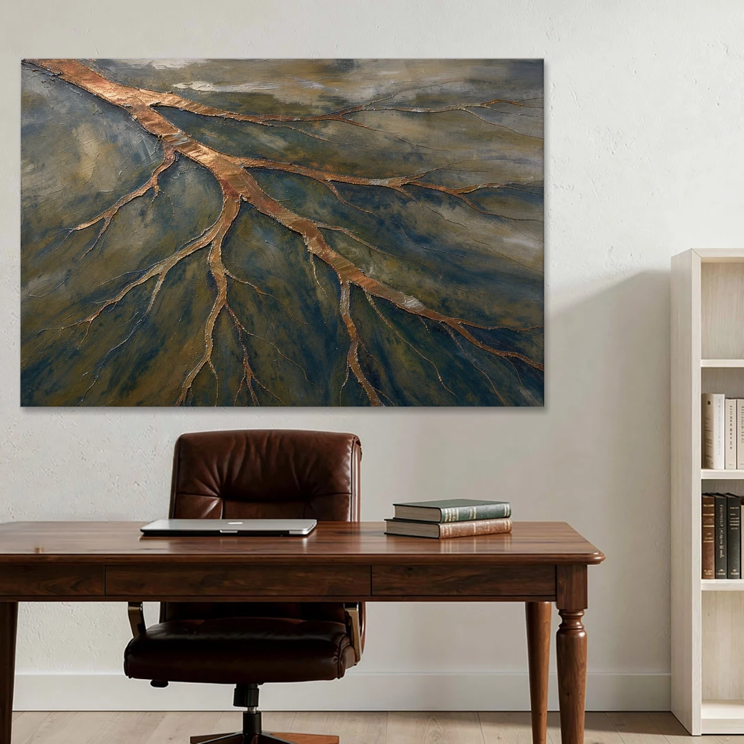 Moody Copper River Delta Abstract - Canvas Wall Art - Office - 60x40