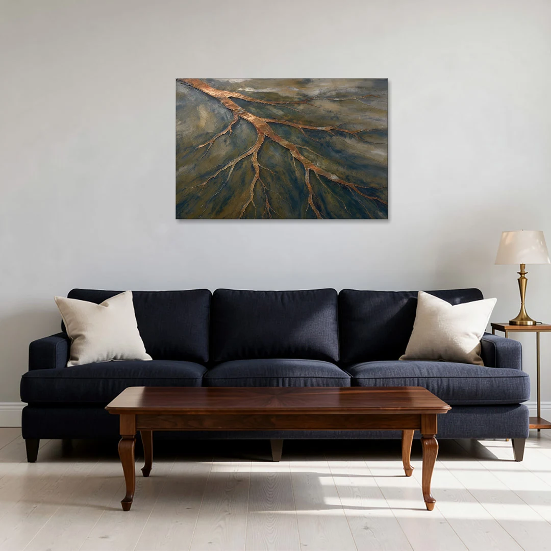 Moody Copper River Delta Abstract - Canvas Wall Art - Sofa - 36x24