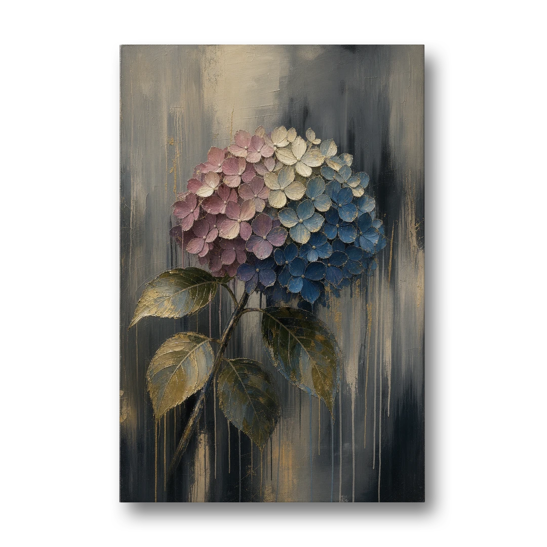 Moody Floral Wall Art of a Drooping Hydrangea - Canvas Wall Art - Front