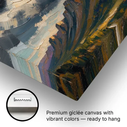 Moody Landscape Painting of the Storm Ridge - Canvas Wall Art - Gallery Wrap Corner
