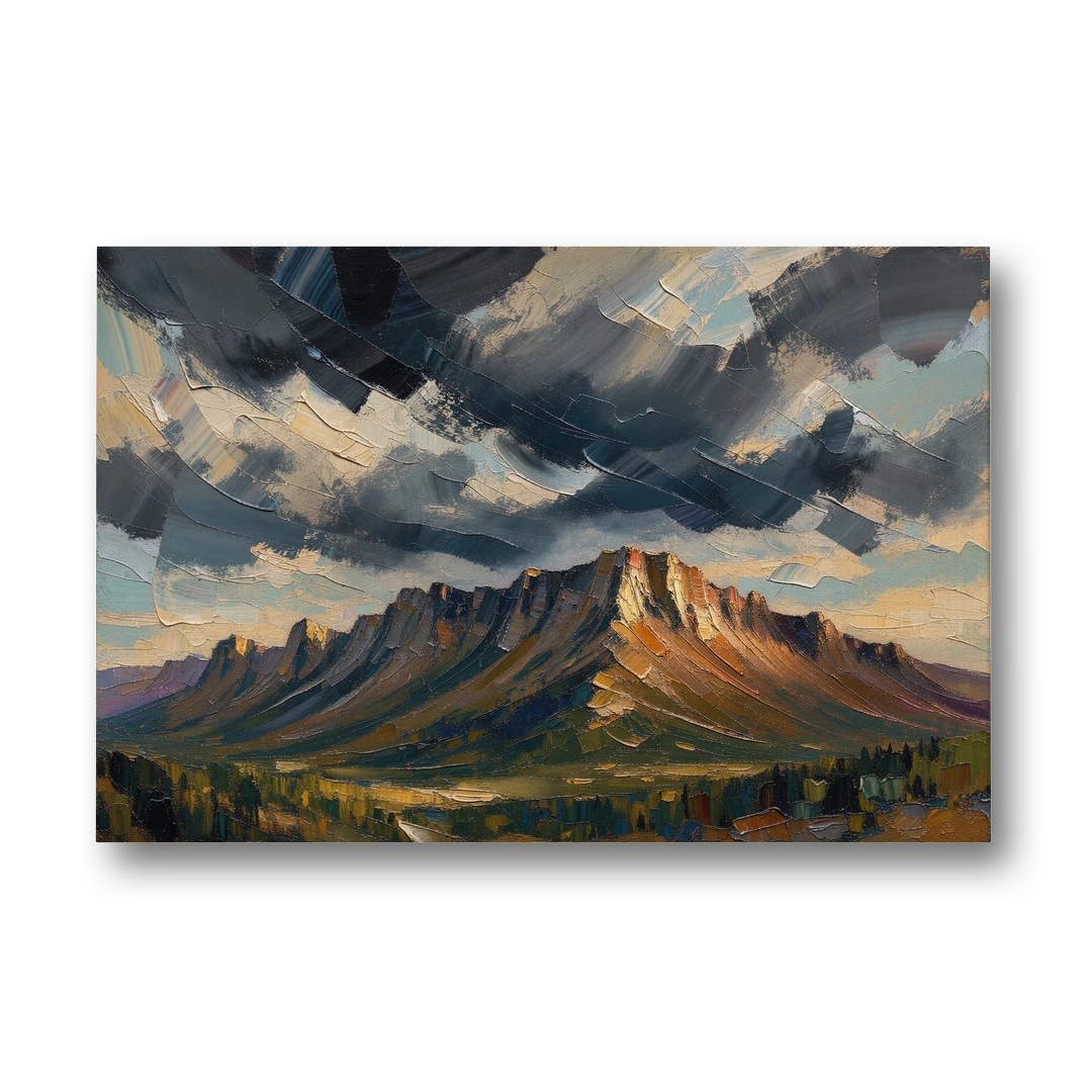 Moody Landscape Painting of the Storm Ridge - Canvas Wall Art - Front