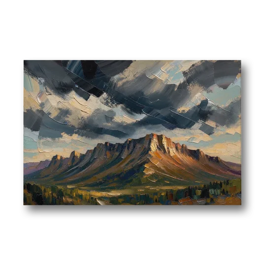 Moody Landscape Painting of the Storm Ridge - Canvas Wall Art - Front