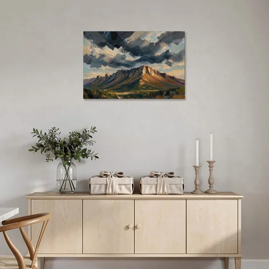 Moody Landscape Painting of the Storm Ridge - Canvas Wall Art - Coffee Table - 36x24