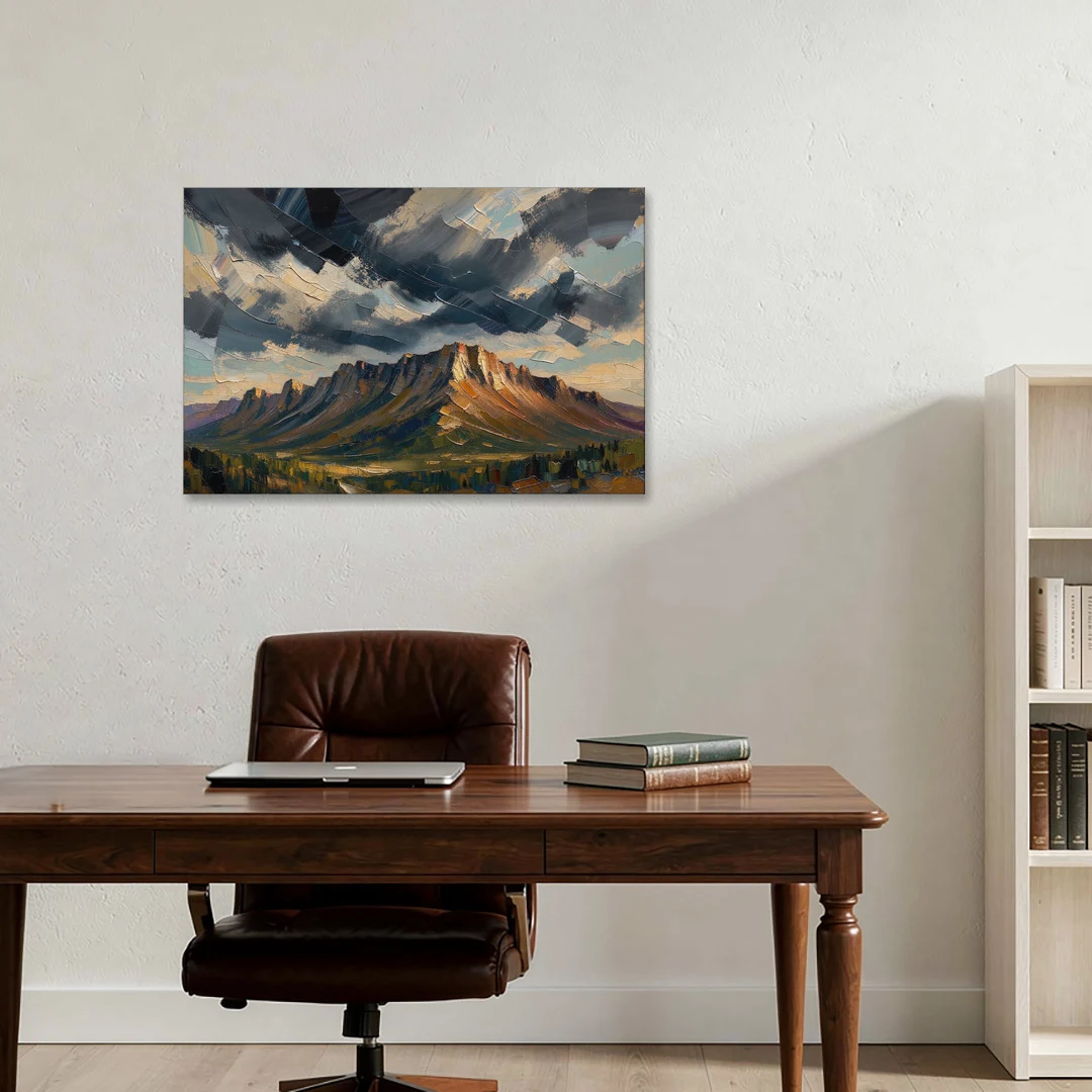 Moody Landscape Painting of the Storm Ridge - Canvas Wall Art - Office - 36x24
