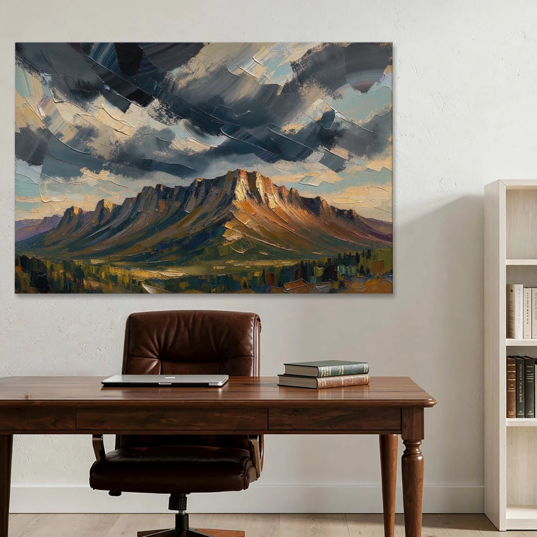 Moody Landscape Painting of the Storm Ridge - Canvas Wall Art - Office - 60x40