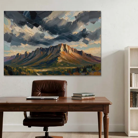 Moody Landscape Painting of the Storm Ridge - Canvas Wall Art - Office - 60x40