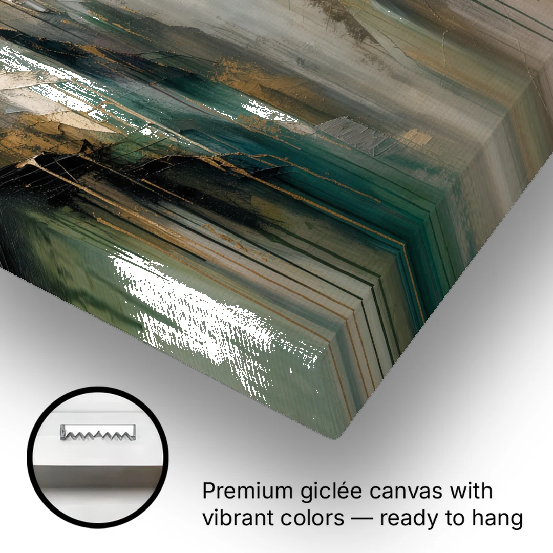 Moody Misty Green Ravine for the Bedroom - Canvas Wall Art - Gallery Wrap Corner