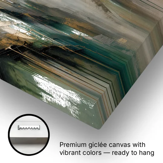 Moody Misty Green Ravine for the Bedroom - Canvas Wall Art - Gallery Wrap Corner