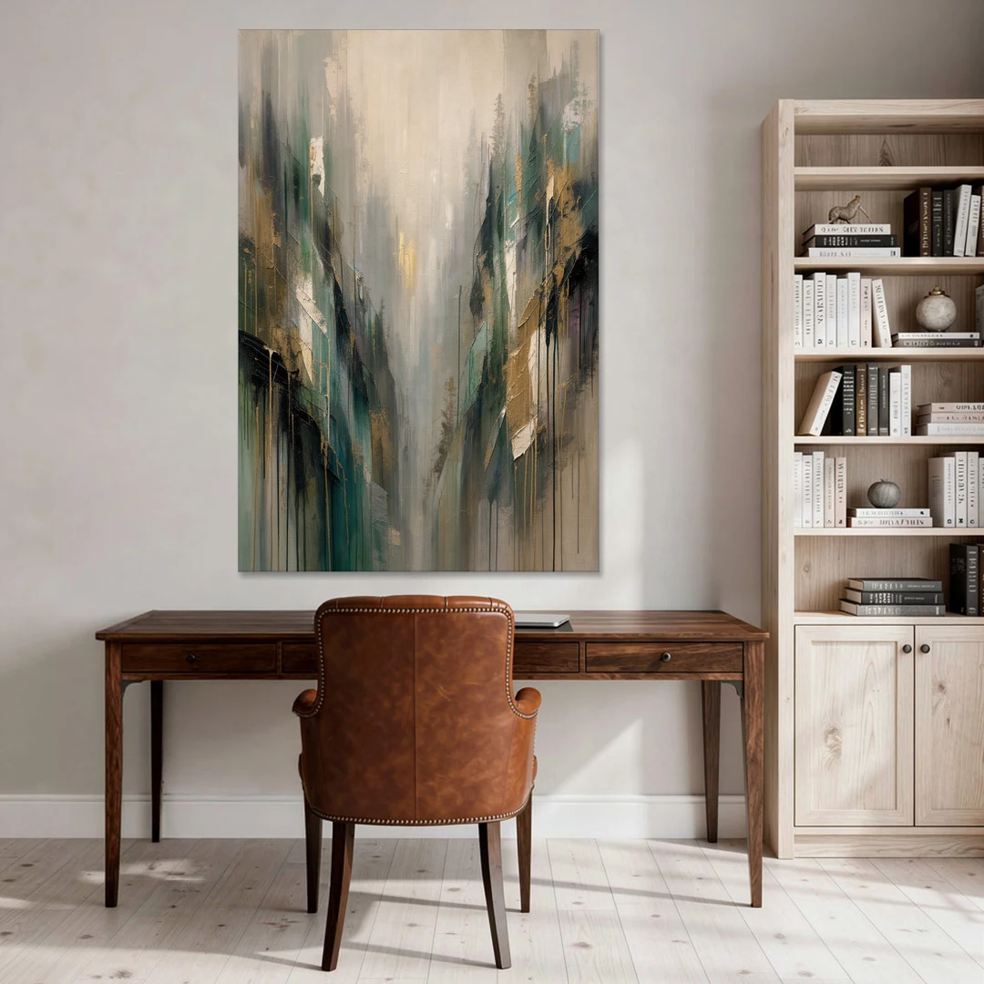 Moody Misty Green Ravine for the Bedroom - Canvas Wall Art - Office - 40x60