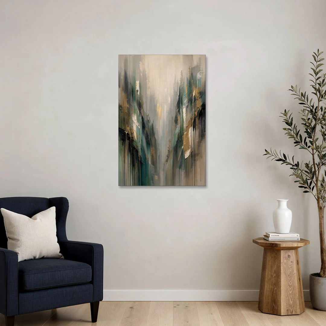 Moody Misty Green Ravine for the Bedroom - Canvas Wall Art - Sofa - 24x36