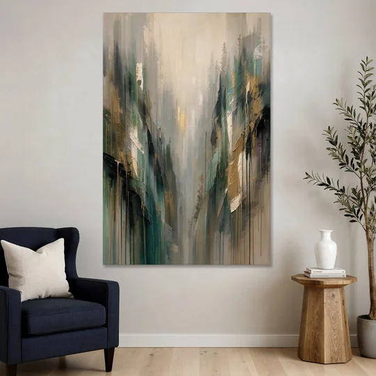 Moody Misty Green Ravine for the Bedroom - Canvas Wall Art - Sofa - 40x60