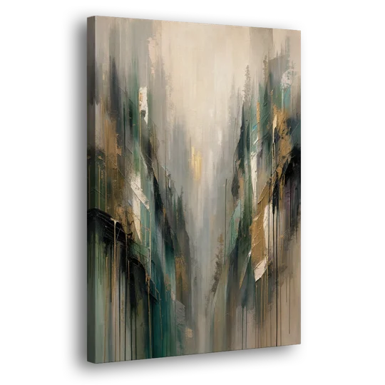 Moody Misty Green Ravine for the Bedroom - Canvas Wall Art - Side