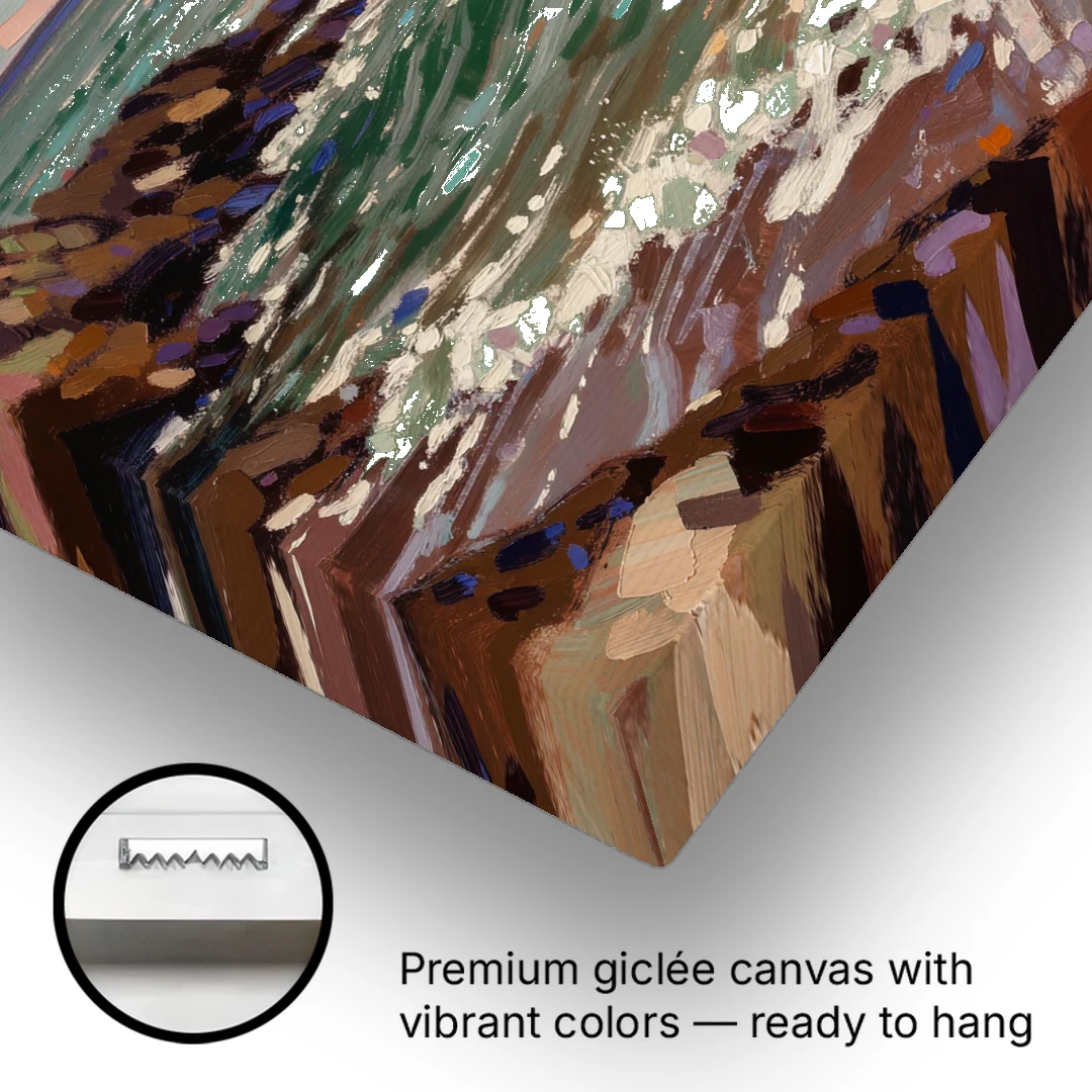 Moody Paintings of an Emerald Cove at Dusk - Canvas Wall Art - Gallery Wrap Corner