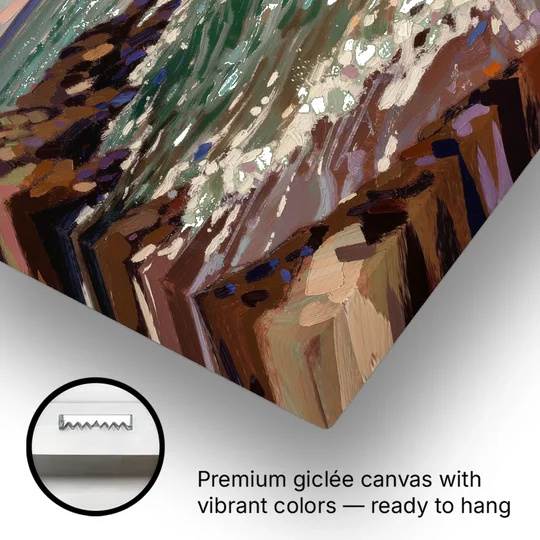 Moody Paintings of an Emerald Cove at Dusk - Canvas Wall Art - Gallery Wrap Corner