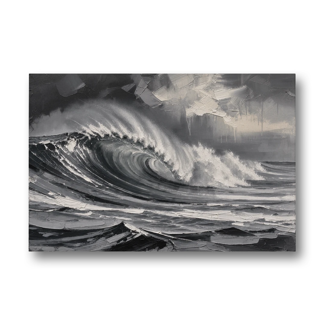 Moody Wall Art of a Breaking Storm Wave - Canvas Wall Art - Front