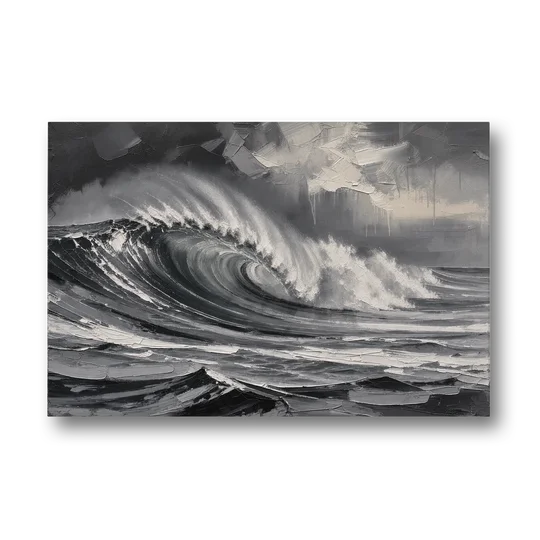 Moody Wall Art of a Breaking Storm Wave - Canvas Wall Art - Front