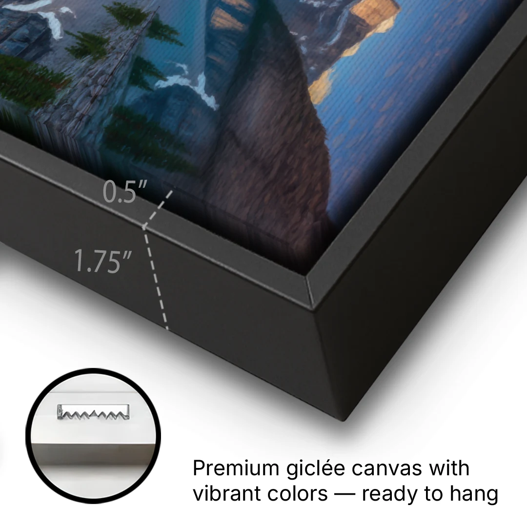 Moraine Lake Sunrise - Black Framed Canvas Wall Art - Gallery Wrap Corner