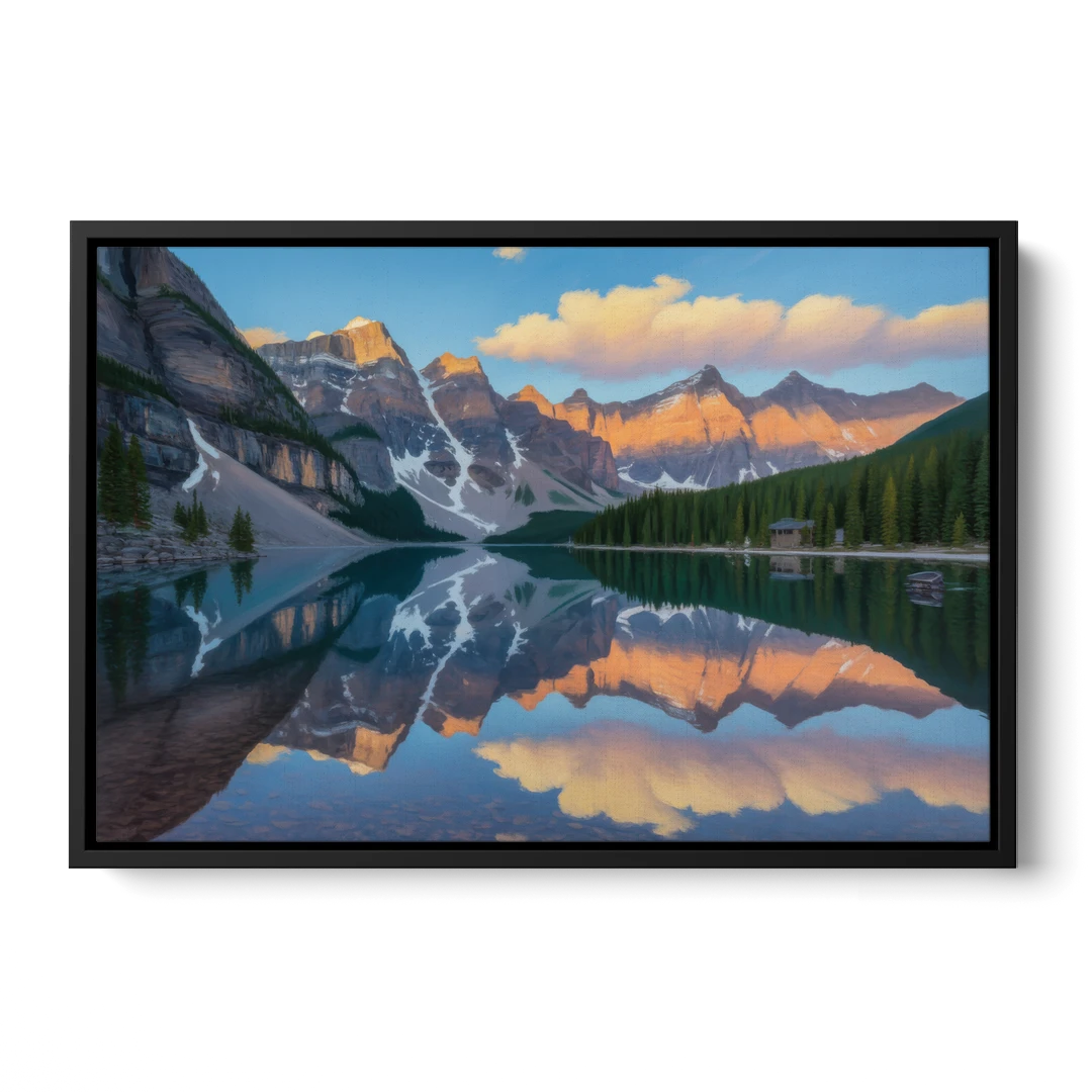 Moraine Lake Sunrise - Black Framed Canvas Wall Art - Front