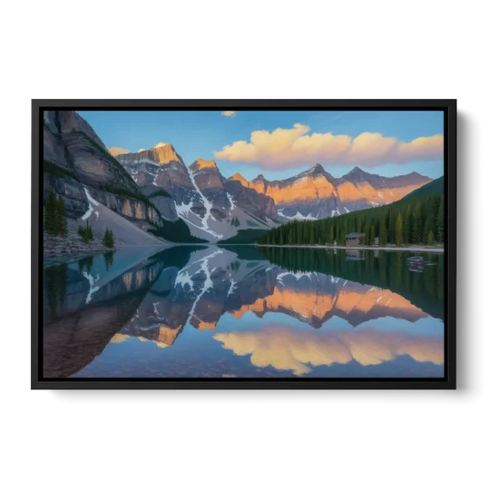 Moraine Lake Sunrise - Black Framed Canvas Wall Art - Front