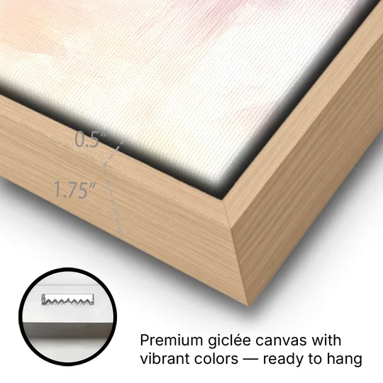 Morning Glow - Oak Framed Canvas Wall Art - Gallery Wrap Corner