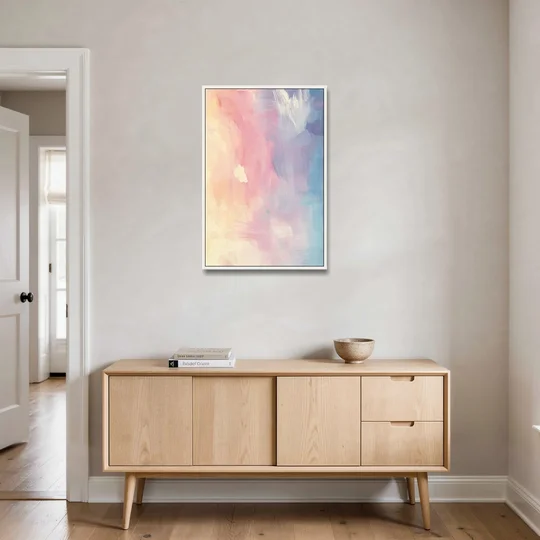 Morning Glow - White Framed Canvas Wall Art - Coffee Table - 24x36